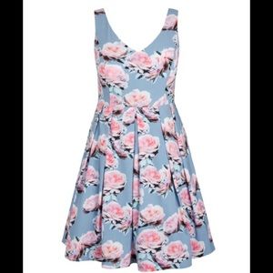 City Chic Floral Fit & Flare Dress